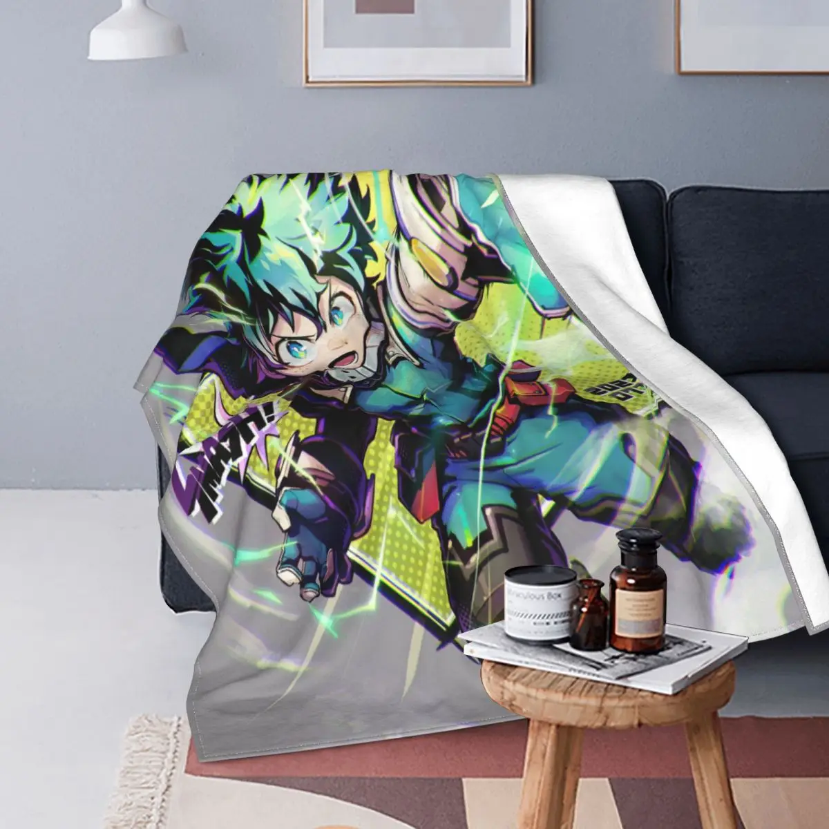 

My Hero Academia-mantas de franela para Primavera/otoño, manta ligera transpirable de Anime japonés, para el hogar, alfombra de