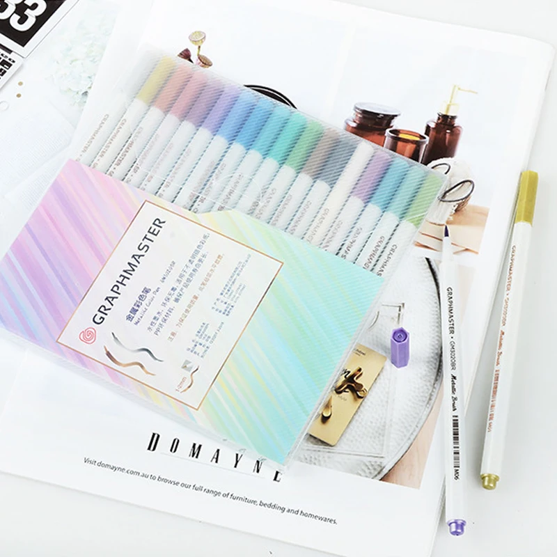 

18Pcs/Set Metallic Oily Marker Pen Epoxy Resin Mold Permanent Coloring Gold Silver 18 Color For Art Student Painting GM3020