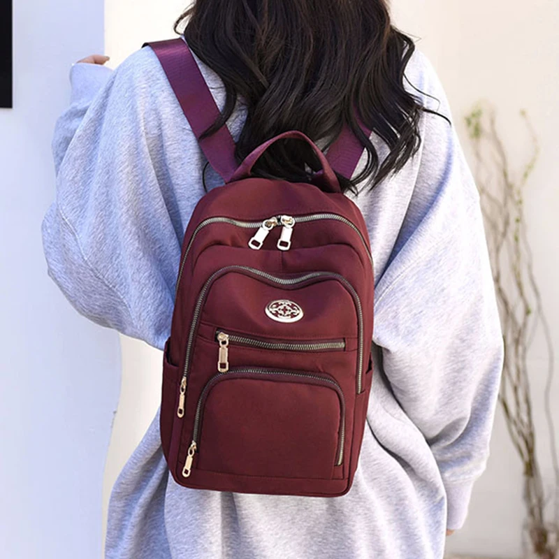 

Purple Women Backpack Classic Female Nylon School Bags Large Capacity Travel Rucksack Luxury Ladies Back Pack Anti Theft Mochila