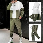Костюм спортивный мужской повседневный, джоггеры с капюшоном, пиджак и брюки, комплект из двух предметов, уличный костюм для бега в стиле хип-хоп, осень
