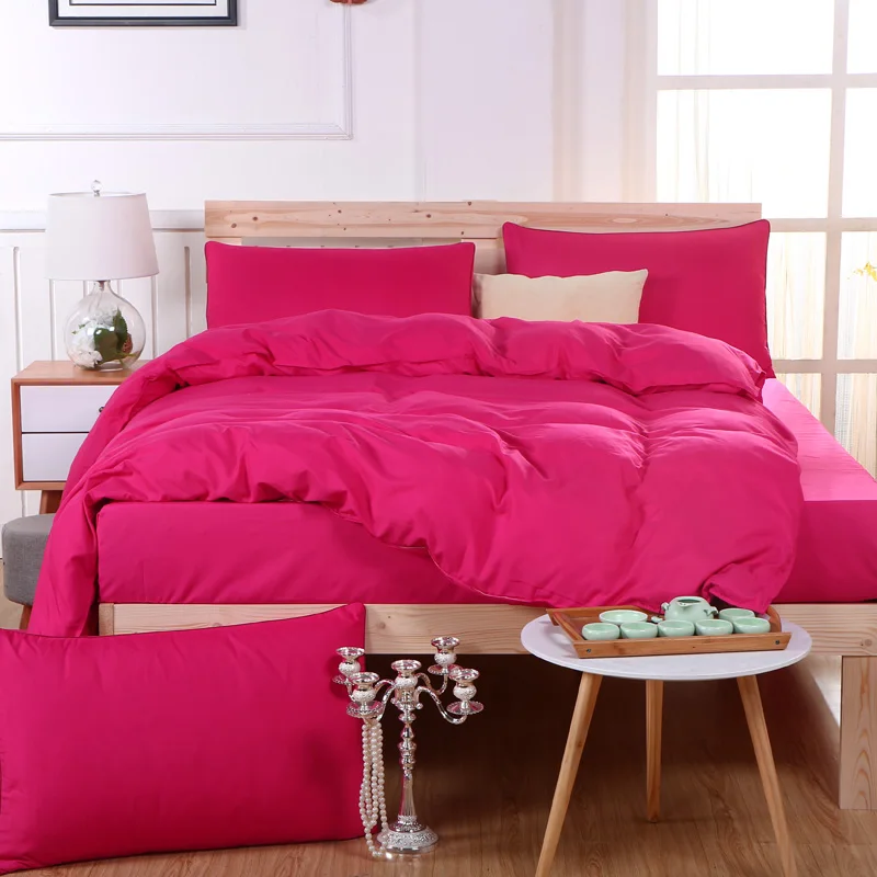 Классические простые однотонные комплекты Красного постельного белья King Queen