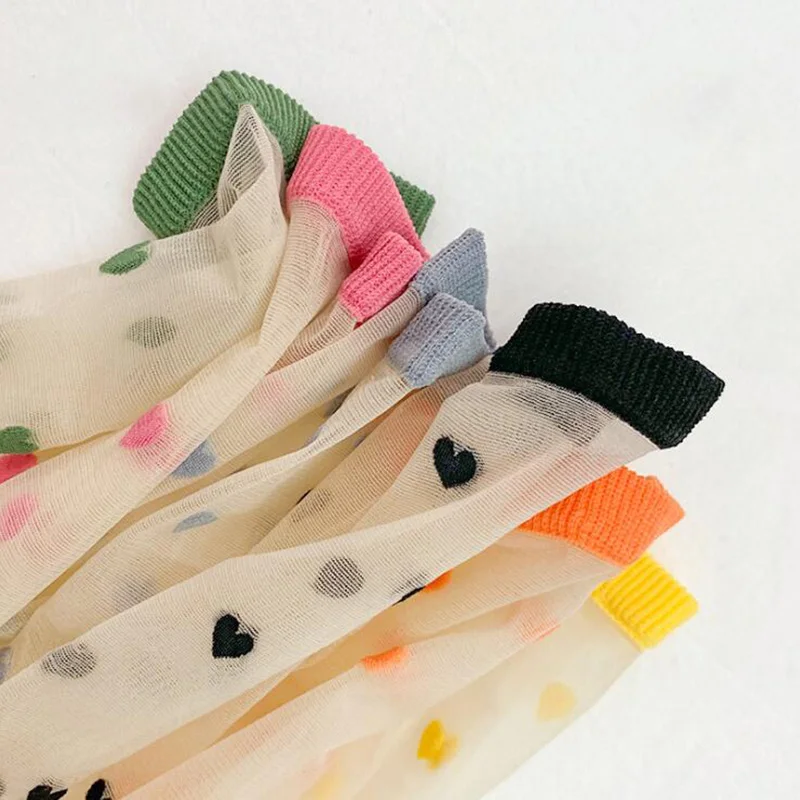 Сексуальные ультратонкие носки женские прозрачные шелковые с сердечками летние