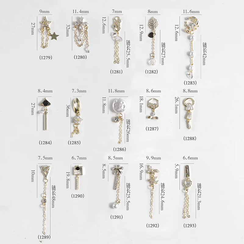 

2Pcs nail art tassel nail art zircon Nail Luxury Metal Jewelry fingernail Zircon Diamond charms Nail Pendant Manicure decoration