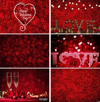 Valentine Backdrop for Photography Party Decor Red Rose Flower Sweet Love Photo Background Bokeh Balloon Valentine's Day Props