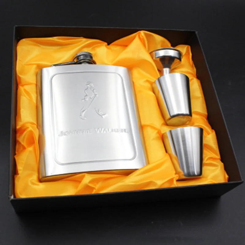 C2-7 Oz портативная фляжка из нержавеющей стали бутылка + Воронка чашка с коробкой