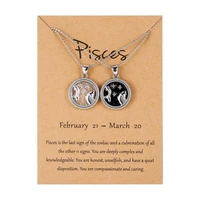 2pcs 12 constellation pendant necklace for women zodiac sign aquarius leo libra aries wish card fashion jewelry birthday gifts