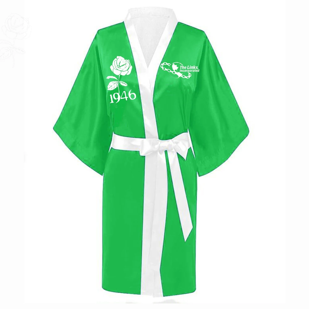 3 Индивидуальный дизайн розовый, зеленый, AKA Robe Sorority Женская одежда для сна шелковая с коротким рукавом Alpha Ka Alpha ночное белье - Цвет: 3