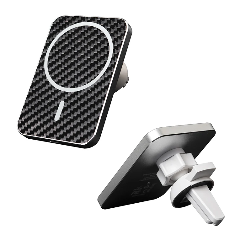 

15W car wireless fast charging magnetic Aramid fiber mobile phone holder carbon fiber wireless charging holder