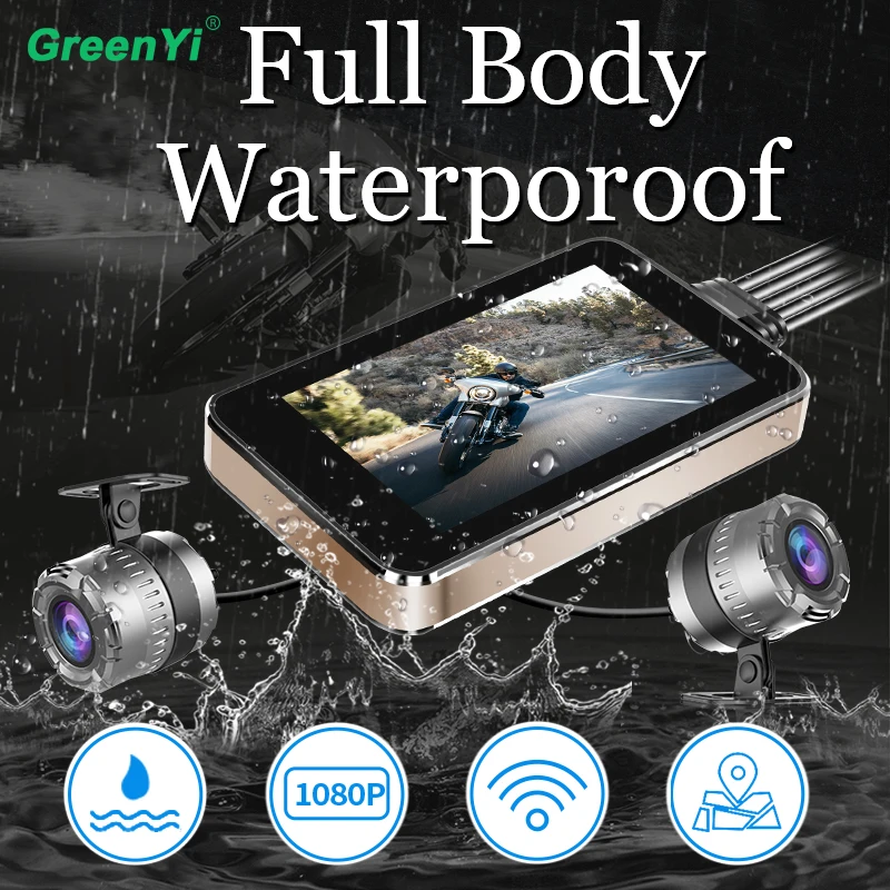 GreenYi водонепроницаемая камера для мотоцикла DVR sprint WiFi 1080 P FHD фронтальная и задняя