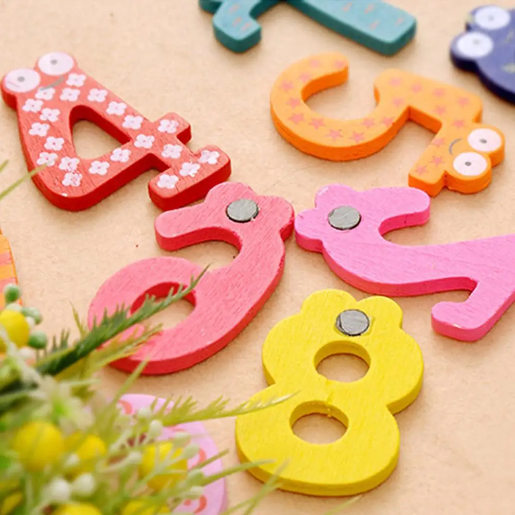 10 Uds lindo im&aacute;n de madera para refrigerador n&uacute;mero 0-9 ni&ntilde;os de educaci&oacute;n juguete divertido regalo de los ni&ntilde;os juguetes de aprendizaje-4