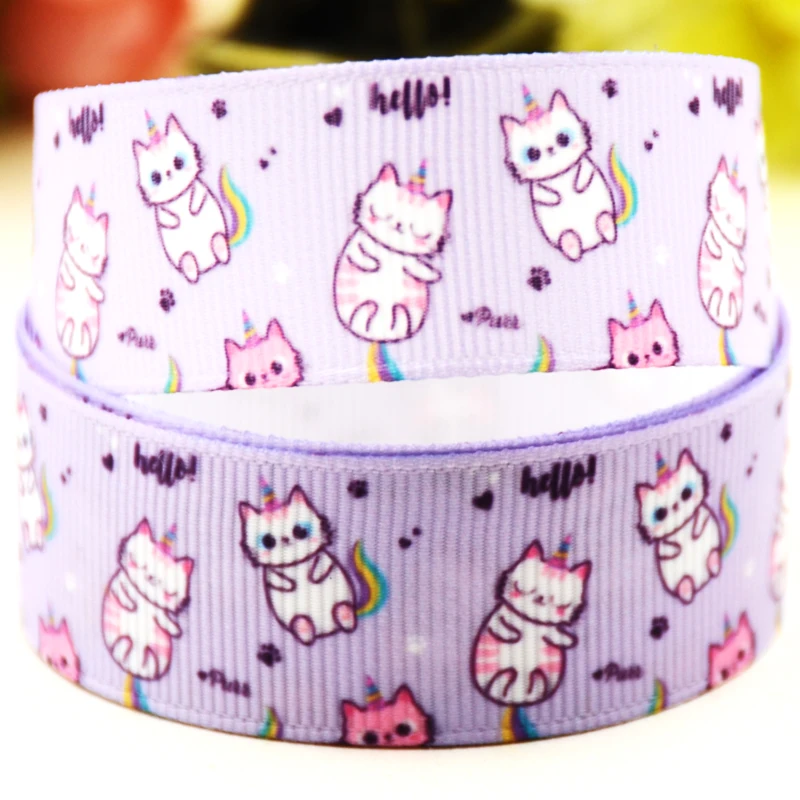 

22mm 25mm 38mm 75mm Cat Cartoon printed Grosgrain Ribbon party decoration 10 Yards X-04490