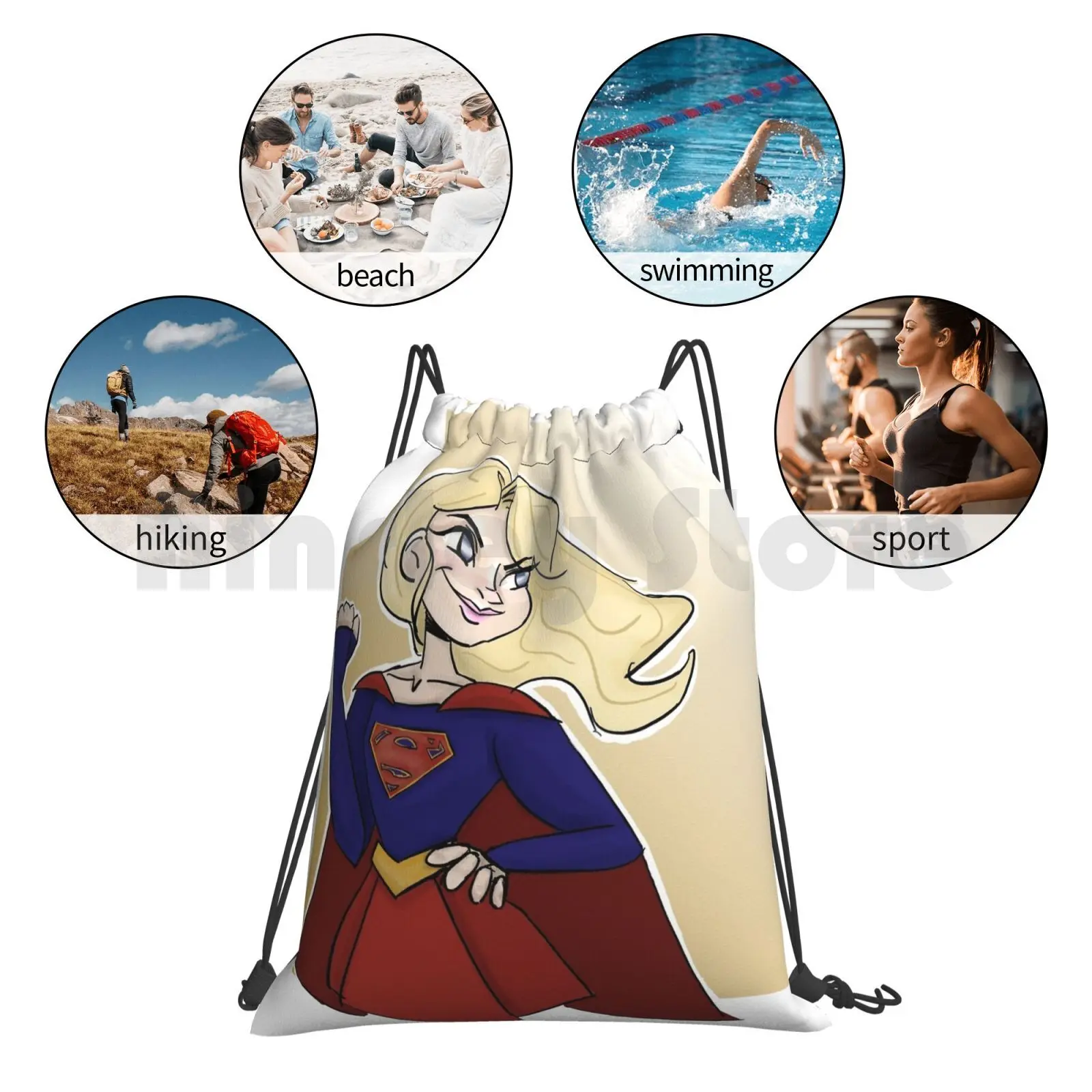 

Girl Of Steel Backpack Drawstring Bag Riding Climbing Gym Bag Tv Superhero