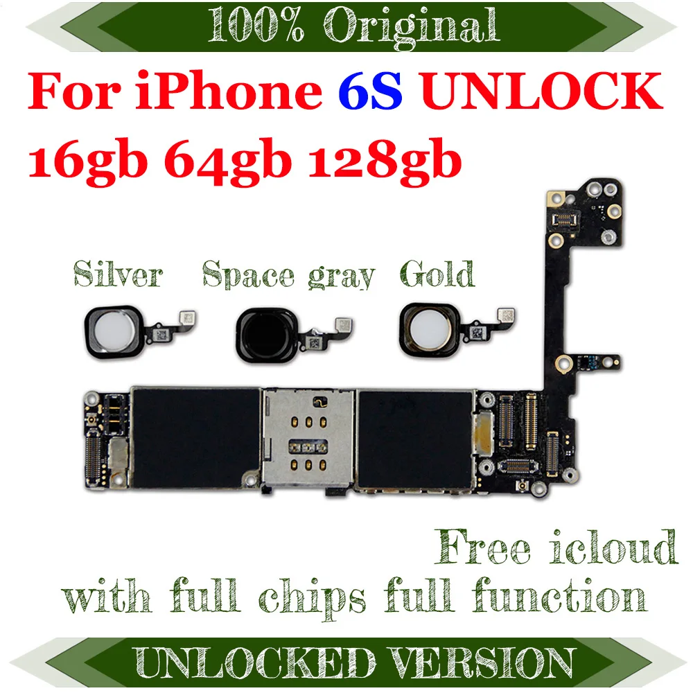 Материнская плата для iphone 6s с полным чипом, разблокированная материнская плата для iphone 6s без/с сенсорным ID на 16 Гб/64 Гб/128 ГБ