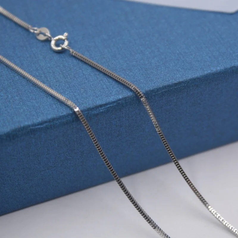 Ожерелье из чистого белого золота 18 К 1 5 мм Вт Миланская коробка цепочка звено