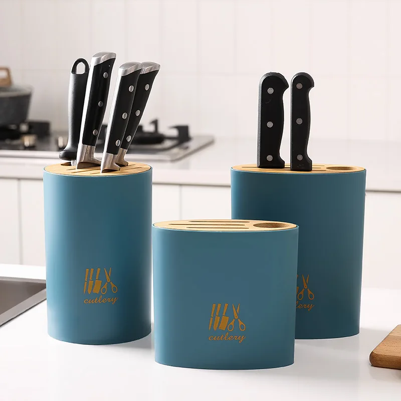 

Bamboo Knife Block wood Knife Holder Stand Knives Storage Shelf Rack Storage Box Organizer Kitchen Accessories Tool knife block