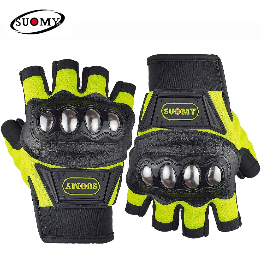 

Suomy Motorcycle Half Finger Gloves Summer Racing Zinc Alloy Joint Protection Cycling Fingerless Gloves Non-slip Guantes Moto