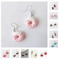 fashion cute sweets earrings pink donut drop earrings for girls women children birthday gift lovely jewelry 1 pair