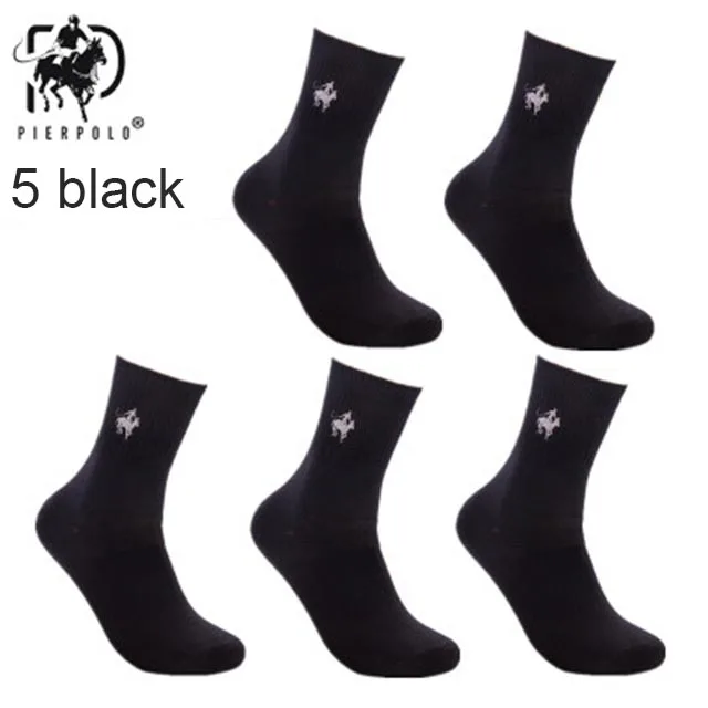 5 black 5 пар/лот пирполо фирменные мужские носки Meias мужские зимние теплые носки хлопок вышивка Высокое качество Мужская одежда носки для подарков - Цвет: 5 black
