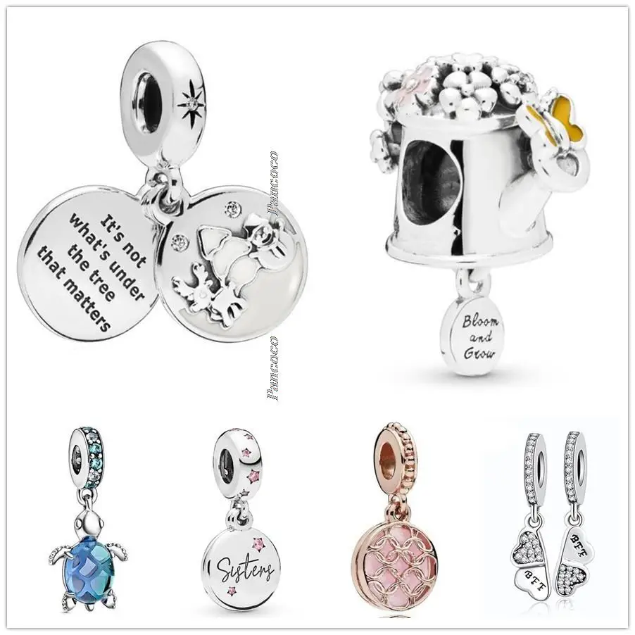 

Original 925 Sterling Silver Best Friend Forever Crystal Heart Petals Charm Beads Fit Pandora Bracelet & Necklace Jewelry