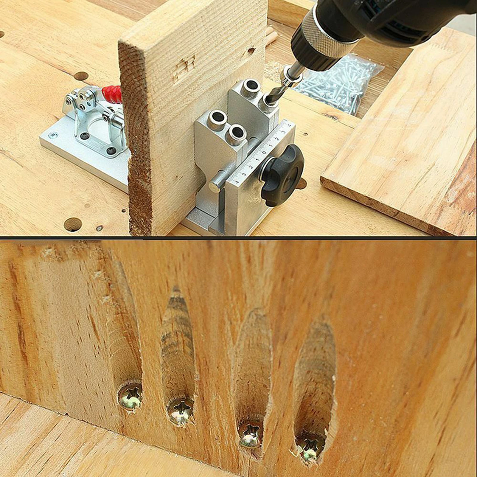 

Woodworking Jig Wood Pocket Jig Kit Woodworking Tool For Screw Drill Portable Carpenter
