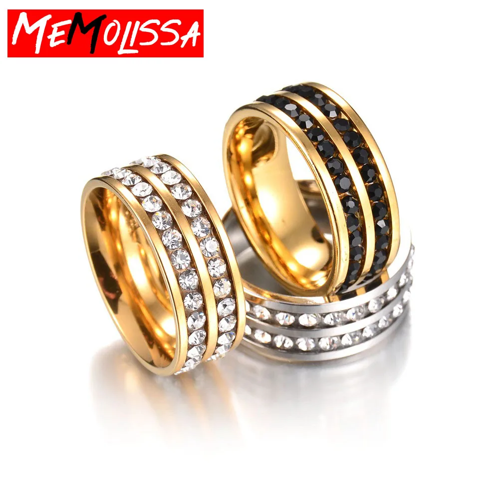 Хорошее качество двухрядные кольца на палец с кристаллами для мужчин и женщин
