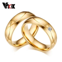 vnox hot wedding bands rings for women men gold color stainless steel engagement ring jewelry