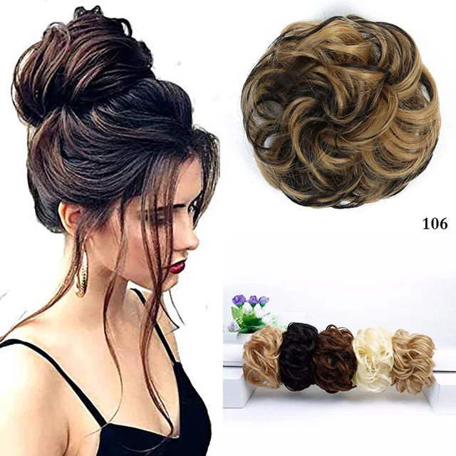 AOOSOO Ladies hair band with rubber band synthetic hair donut hair piece hairpin wrapped ponytail Hairwear - Цвет: 106