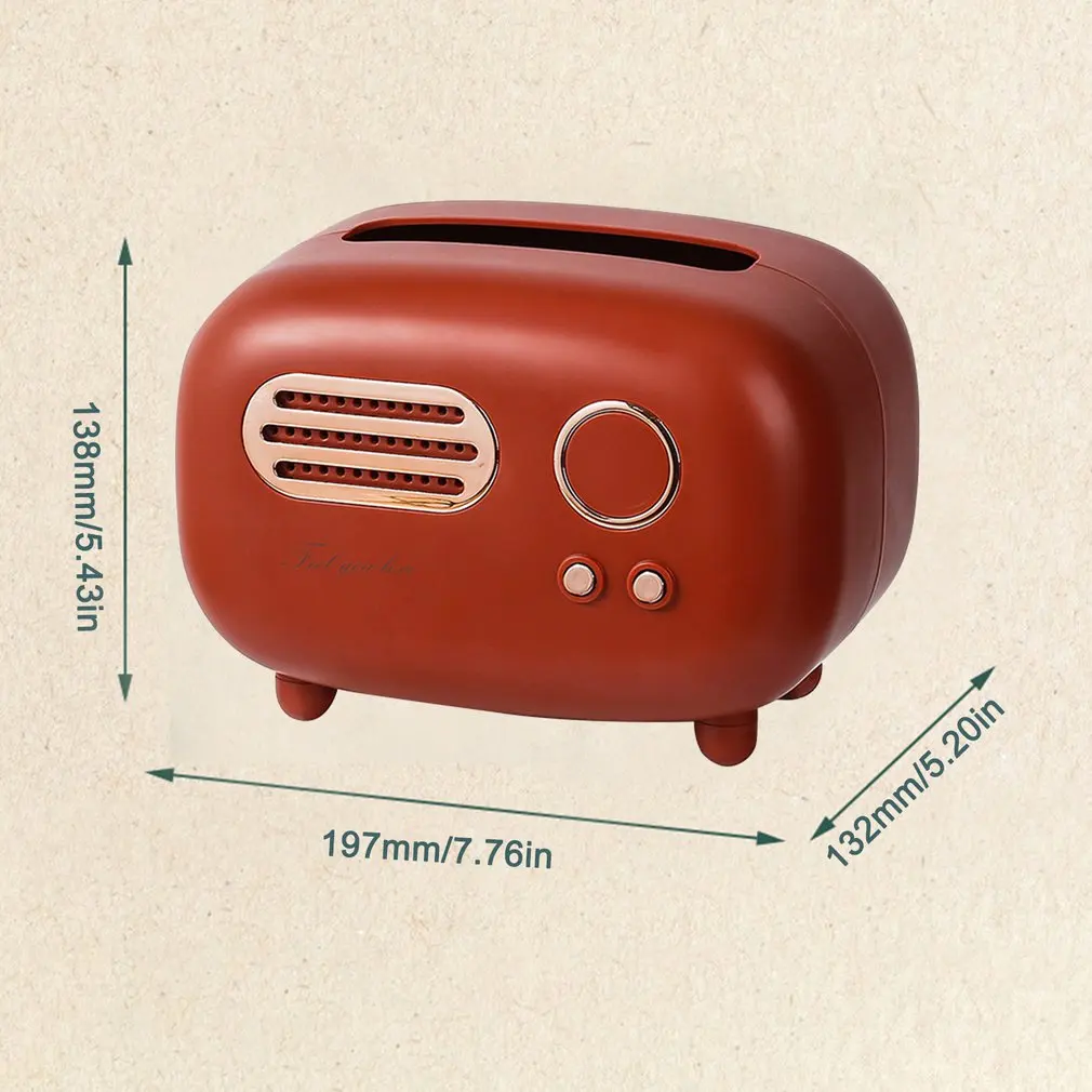 

Retro Radio Model Tissue Box Desktop Paper Holder Vintage Dispenser Storage Napkin Case Organizer Ornament Craft High Qaulity
