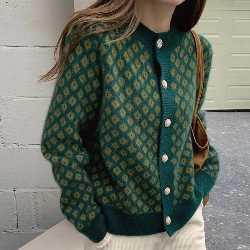 

Cmaz Yellow Knitted Cardigan Short Coat Women's Spring and Autumn Thin 2021new Top Loose Outer Wear V-neck Sweater