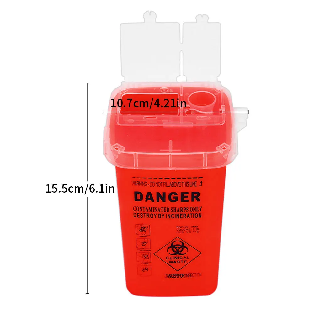 

1L Capacity Tattoo Artist Waste Box Tattoo Piercing Needles Disposal Sharps Container Box Needles Bin Biohazard Collect Wast