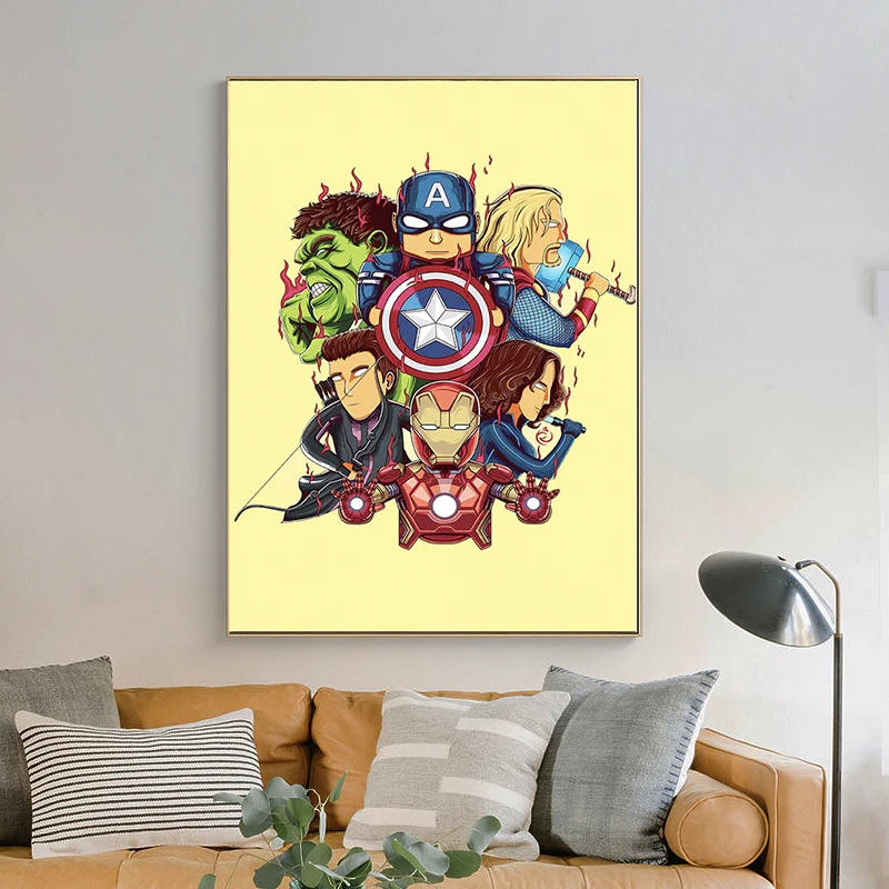 

С героями комиксов Марвел, плакат супергероя и печать холст Картина Wall Art Home Decor Фотографии для детской комнаты украшения