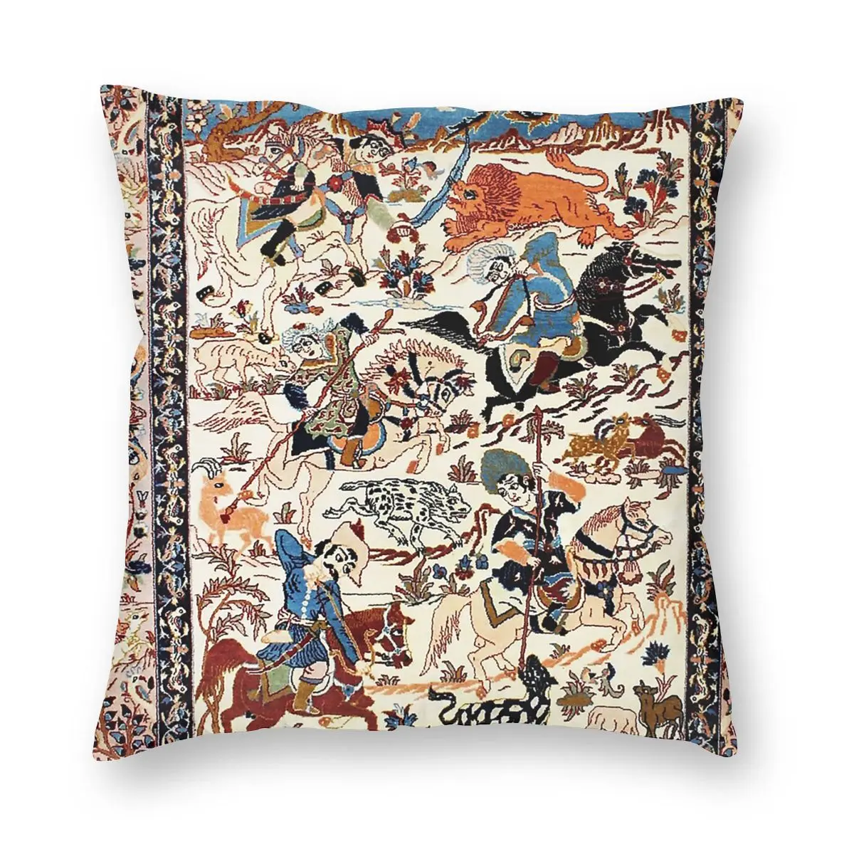 

Синяя антикварная персидская шелковая наволочка Isfahan с цветами и животными наволочка для домашней декоративной подушки для дивана