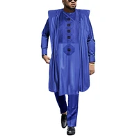 hd african traditional outfit embroidered dashiki agbada men ankara robe shirt pants 3 pcs set ensemble musulmane wedding party