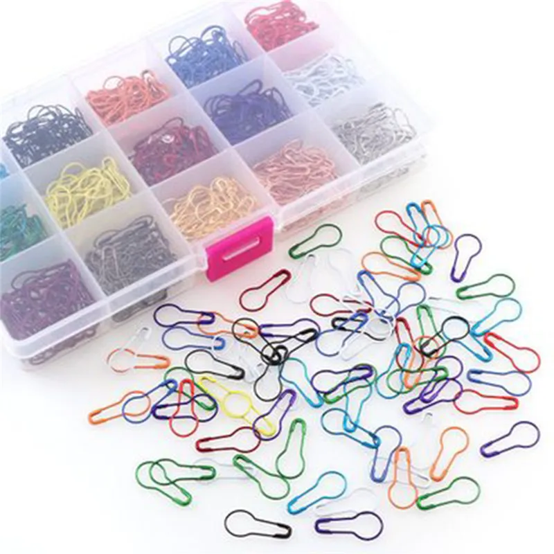 

100/300/600 Pcs/pack Safety Pins Metal Clips Knitting Stitch Marker Tag Gourd Shape Pin Mix And Match Colors DIY Sewing Tools