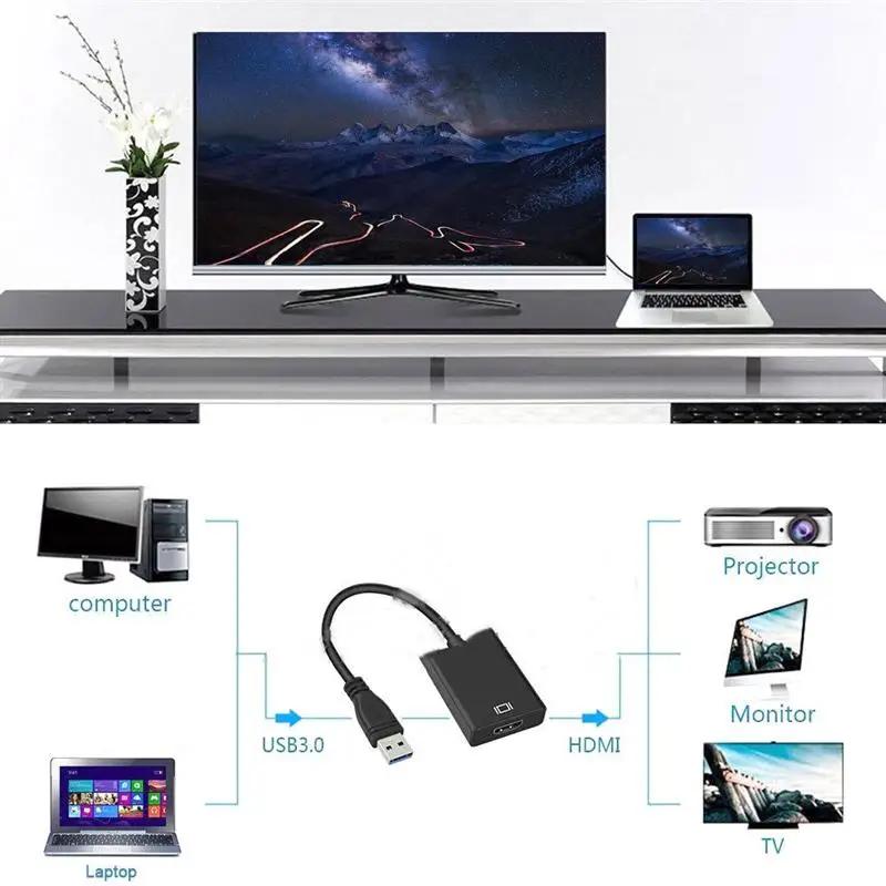 Видеоадаптер USB 3 0 Full HD 1080P конвертер в HDMI совместим с компьютером ноутбуком Windows