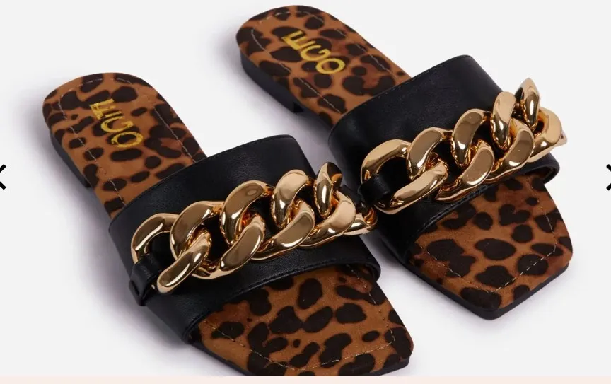 

New Summer Women Shoes Fashion Metal Chain Flats Bottom Female Outdoor Beach Shoes Printed Ladies Sandal Woman chaussure femme