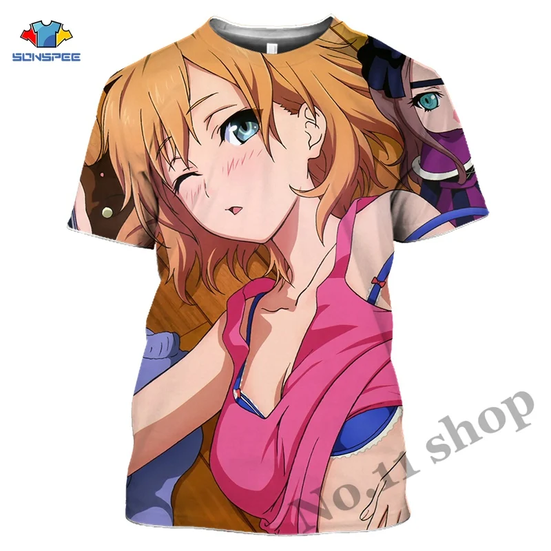 Harajuku/футболка с 3D принтом аниме SHIROBAKO Сексуальная футболка коротким рукавом для
