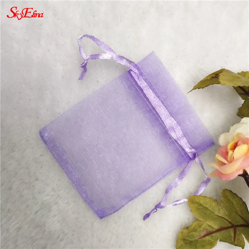 Light purple 50 шт. 7x9 9x12 10x15 13x18 СМ Сумки из Органзы Упаковка Ювелирных Изделий Сумки Свадьба Украшения Drawable Сумки Подарочные Пакеты 5Z - Цвет: Light purple