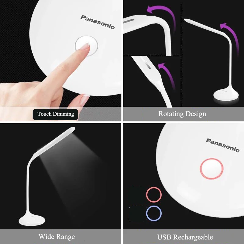 Panasonic Гибкая Настольная лампа для детей чтения студентов сенсорный