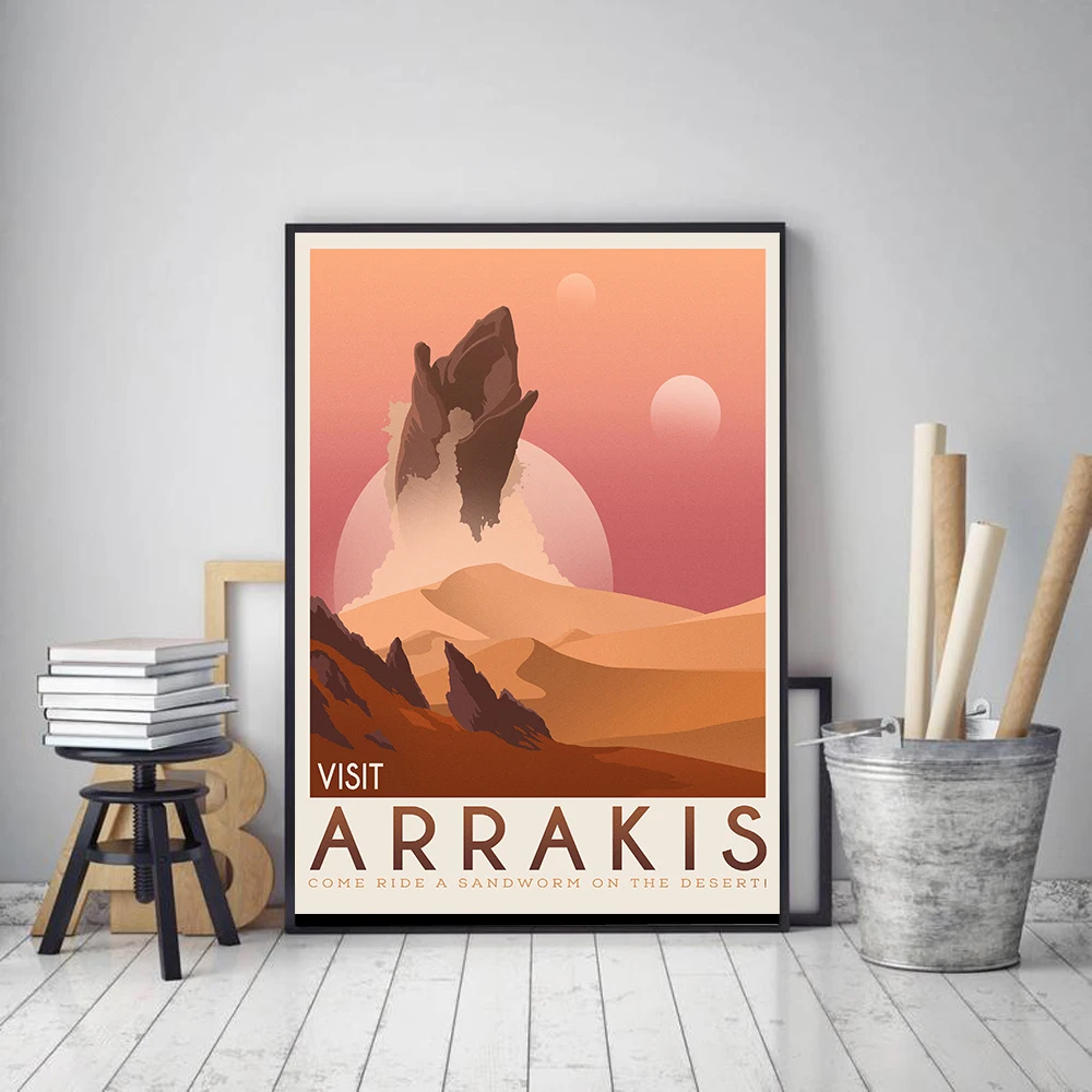 

Arrakis Dune Poster Retro Travel Canvas Painting Wall Art Pictures Science Classic Fiction Spice Space Gift Idea For Living Room