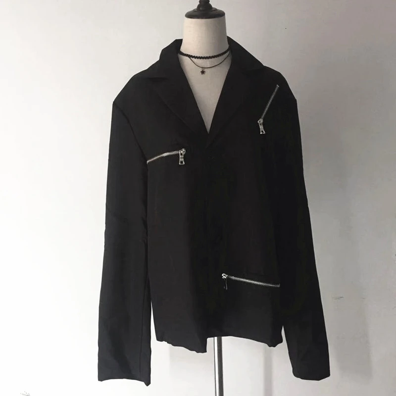 Готический Повседневный Женский блейзер с длинным рукавом и карманом на молнии