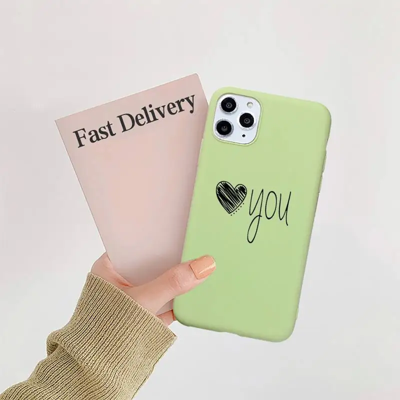 

Love Heart Letter line pattern Phone Case Candy Color for iPhone 6 7 8 11 12 s mini pro X XS XR MAX Plus