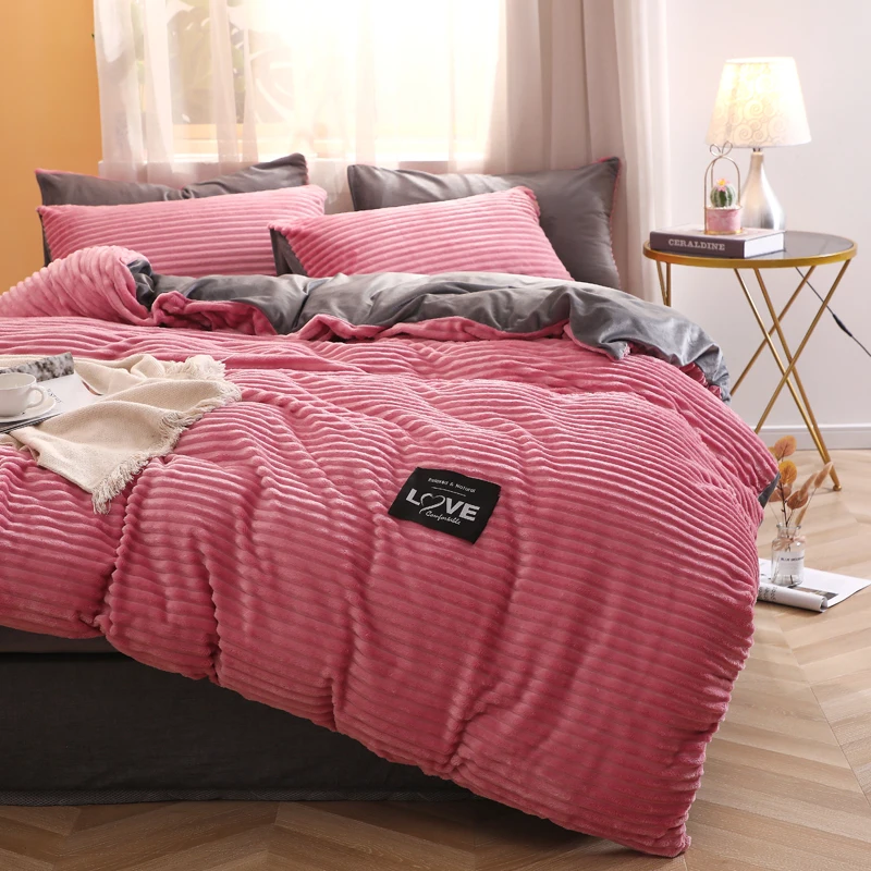 Пододеяльник из кораллового флиса для кровати большого размера зимние теплые