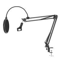 retail desktop microphone stand suspension boom scissor arm stand with 38 58 screw shock mount filter clip cable ties