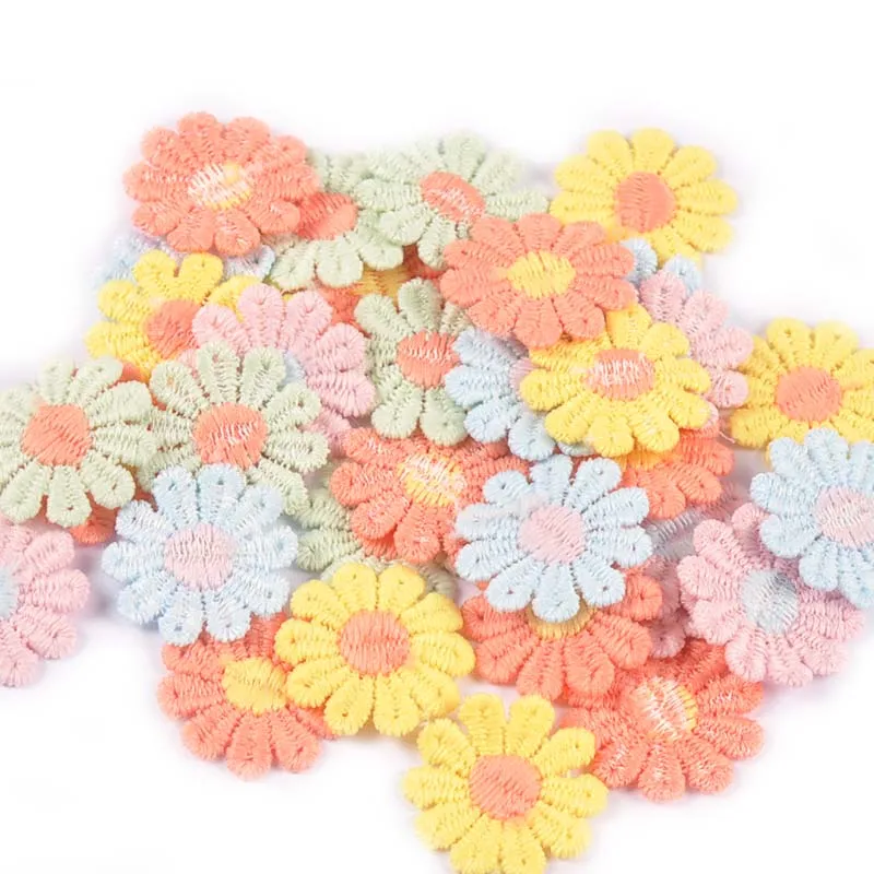 30 шт./лот 26 мм многоцветная Кружевная аппликация в виде цветка маргаритки