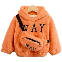 hh autumn winter sweatshirt hoodies for girls wool thicken sweatshirts for boys fashion warm with bag long sleeves kids clothes
