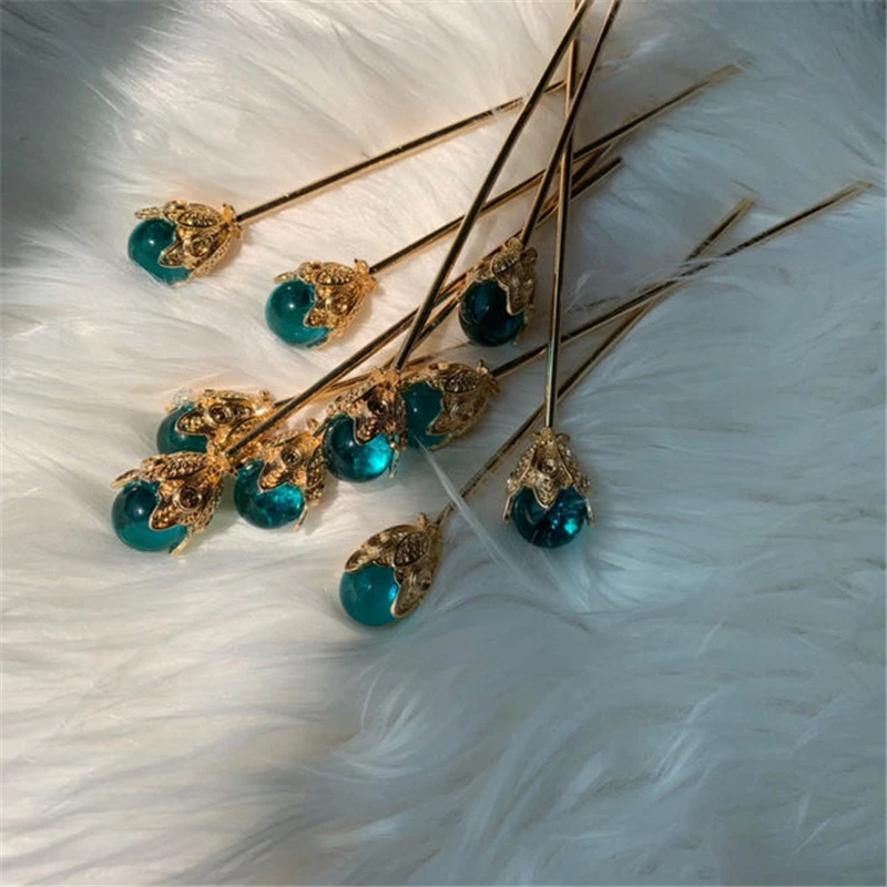 

1Pcs Blue Hair Claw Direct Pearl Plate Hairpin Red White Bridal Headdress Hair Sticks Jewelry Ornaments Chinese Ancient Style