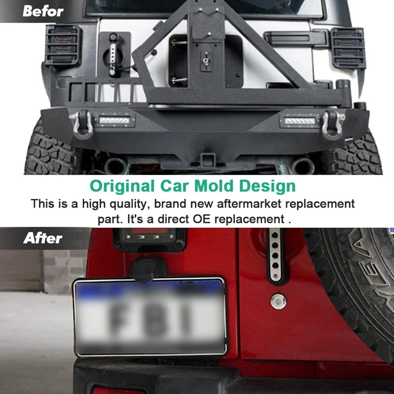 

Rear License Plate Holder Frames with Light for 2007- Jeep Wrangler License Plates Mounting Bracke-Black