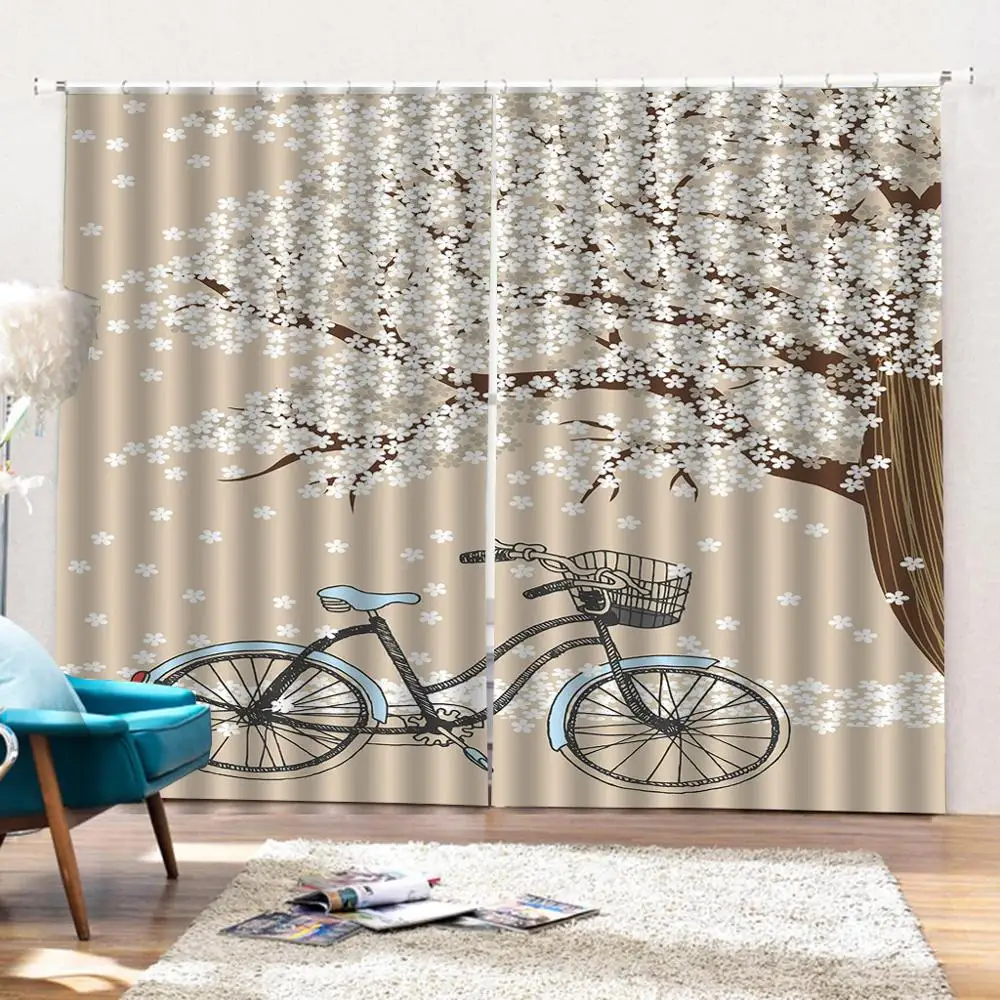Белые цветочные шторы 3D затемненные для гостиной постельные принадлежности
