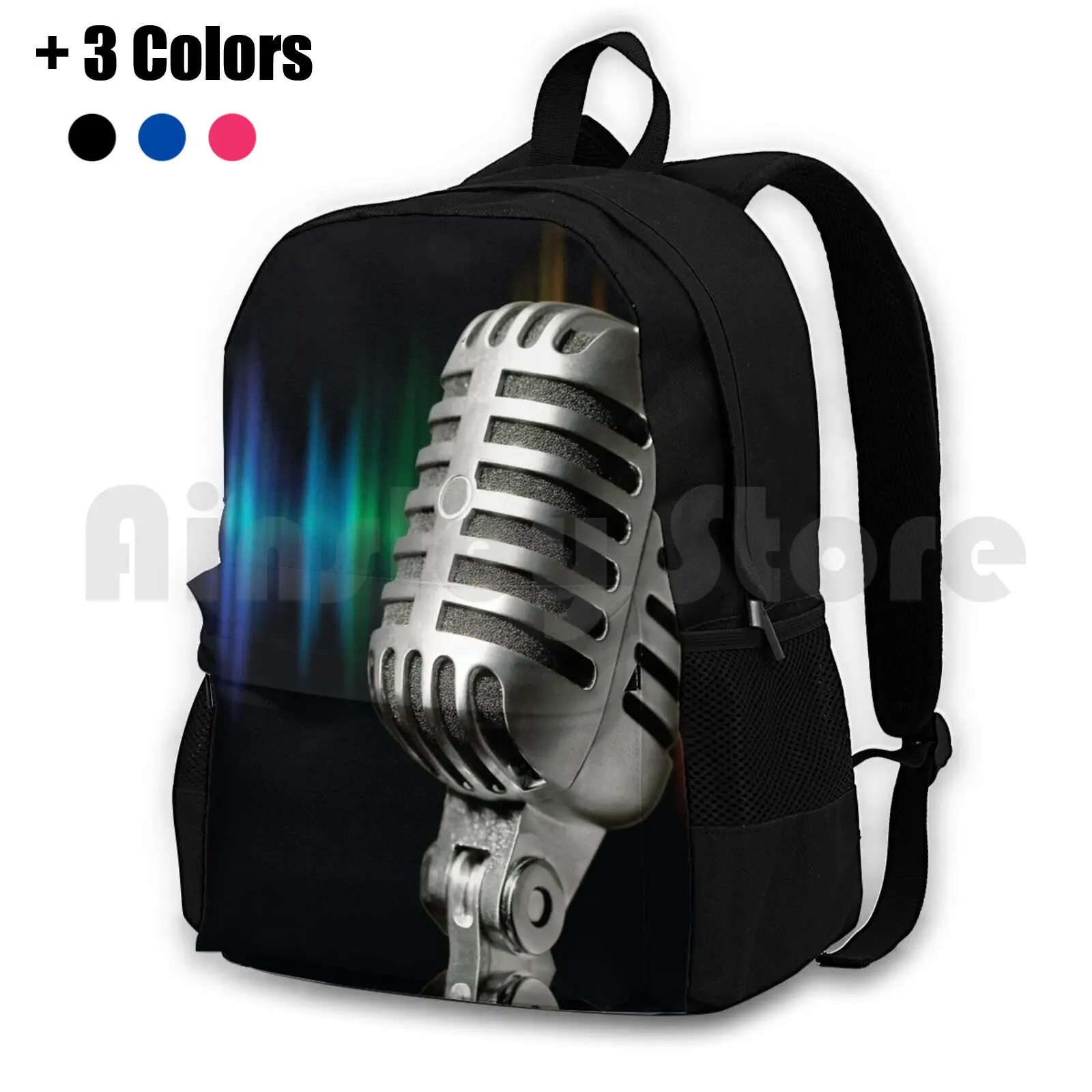 

Retro Microphone Outdoor Hiking Backpack Waterproof Camping Travel Symbol Equipment Arts And Entertainment Musical Instrument